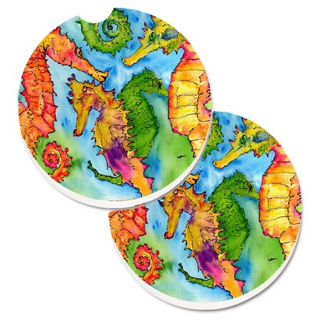 Carolines Treasures Seahorse Set of 2 Cup Holder Car Coaster 8546CARC